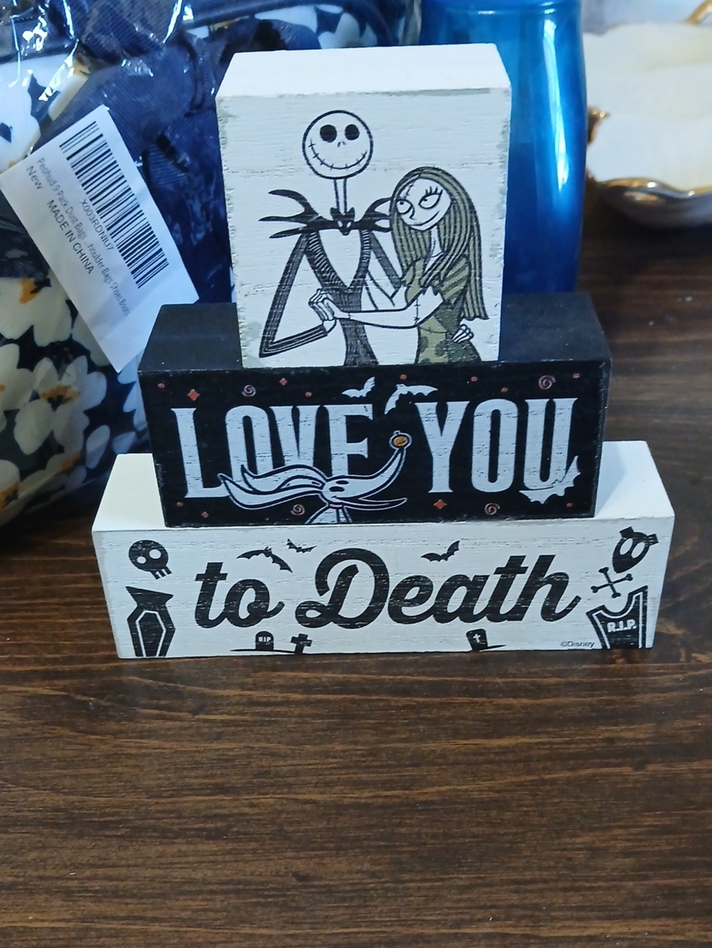 Disney 'Love You to Death' Halloween Decorative Block Set - Black & White